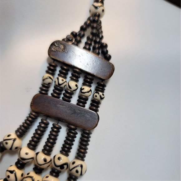 Bone Beaded Necklace 4 Strands - Picture 3 of 8
